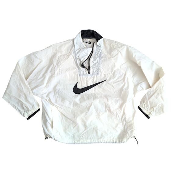 Vintage 90s Nike Big Logo Swoosh Pullover Windbreaker Jacket 1/4 Zip Men's XL - Picture 2 of 10